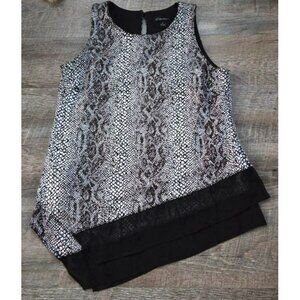 S. Levine Women's Size Small Shiney Top with shear bottom Tank black and silver